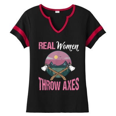 Real Women Throw Axes Graphic Axe Throwing Ladies Halftime Notch Neck Tee