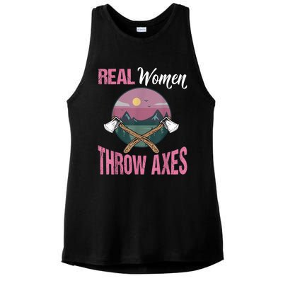 Real Women Throw Axes Graphic Axe Throwing Ladies PosiCharge Tri-Blend Wicking Tank