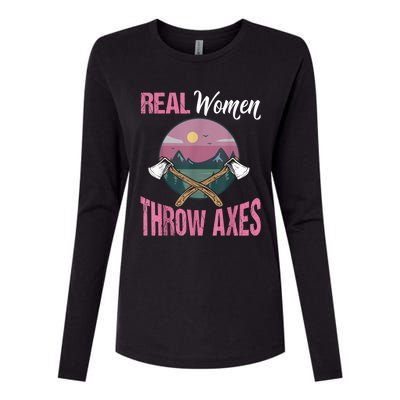 Real Women Throw Axes Graphic Axe Throwing Womens Cotton Relaxed Long Sleeve T-Shirt