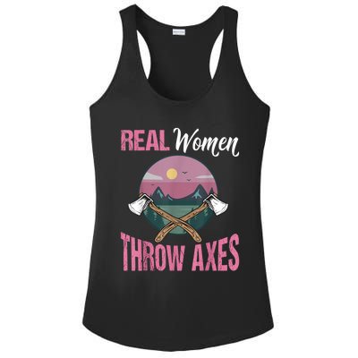 Real Women Throw Axes Graphic Axe Throwing Ladies PosiCharge Competitor Racerback Tank