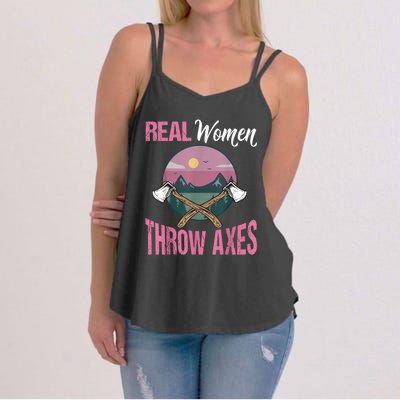 Real Women Throw Axes Graphic Axe Throwing Women's Strappy Tank