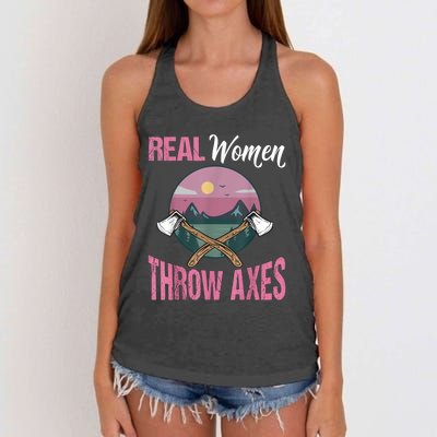 Real Women Throw Axes Graphic Axe Throwing Women's Knotted Racerback Tank