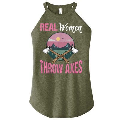 Real Women Throw Axes Graphic Axe Throwing Women's Perfect Tri Rocker Tank