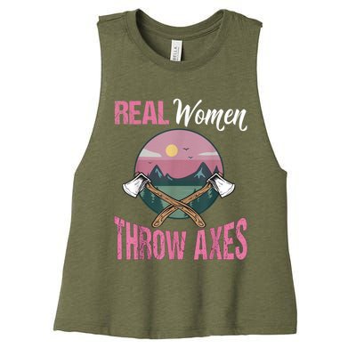 Real Women Throw Axes Graphic Axe Throwing Women's Racerback Cropped Tank