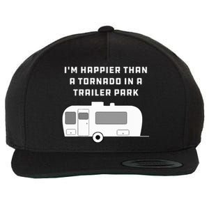 Redneck White Trash Happier Than Tornado In Trailer Park Wool Snapback Cap