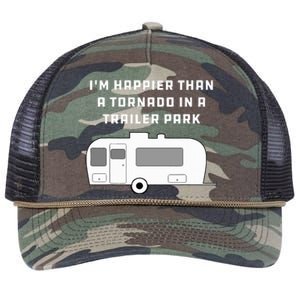 Redneck White Trash Happier Than Tornado In Trailer Park Retro Rope Trucker Hat Cap