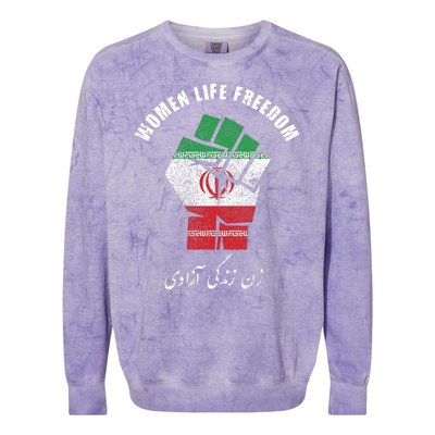 Rise With The Women Of Iran Women Life Freedom Mahsa Amini Colorblast Crewneck Sweatshirt