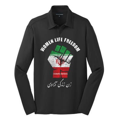 Rise With The Women Of Iran Women Life Freedom Mahsa Amini Silk Touch Performance Long Sleeve Polo