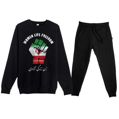 Rise With The Women Of Iran Women Life Freedom Mahsa Amini Premium Crewneck Sweatsuit Set