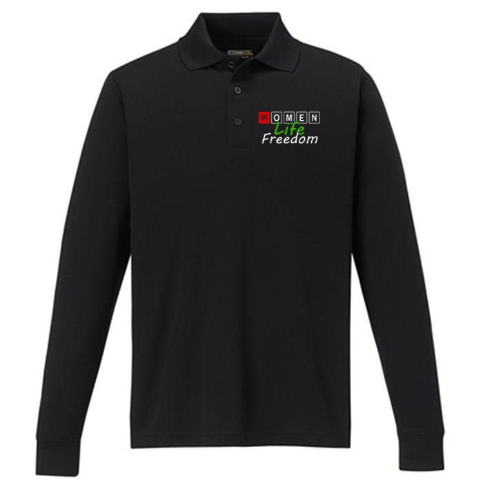 RISE WITH THE WOMEN OF IRAN Women Life Freedom Outfit Performance Long Sleeve Polo