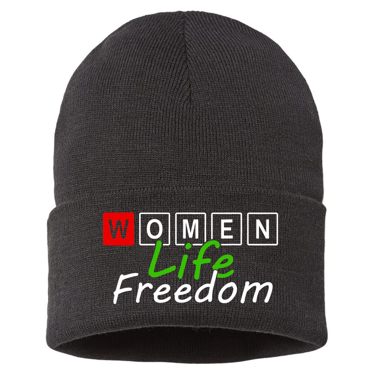 RISE WITH THE WOMEN OF IRAN Women Life Freedom Outfit Sustainable Knit Beanie
