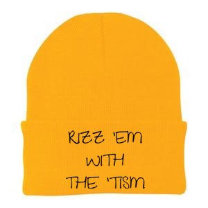 RizzEm With The Tism Funny Saying Knit Cap Winter Beanie