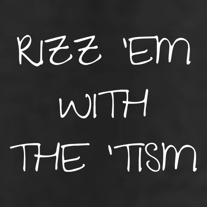 RizzEm With The Tism Funny Saying 7 Panel Mesh Trucker Snapback Hat