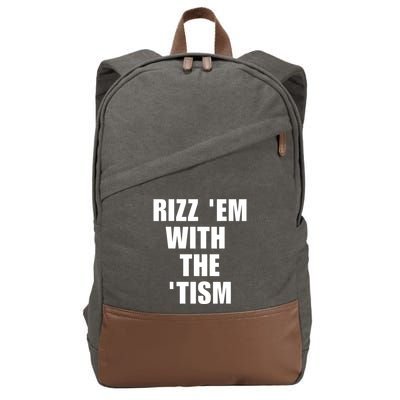 RizzEm With The Tism Funny Saying Cotton Canvas Backpack