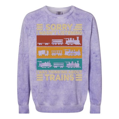 Retro Wagon Train Lover Model Railroad Conductor Funny Train Colorblast Crewneck Sweatshirt