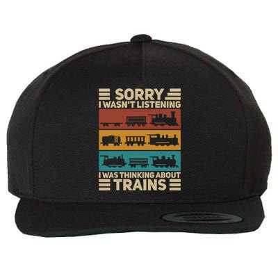 Retro Wagon Train Lover Model Railroad Conductor Funny Train Wool Snapback Cap