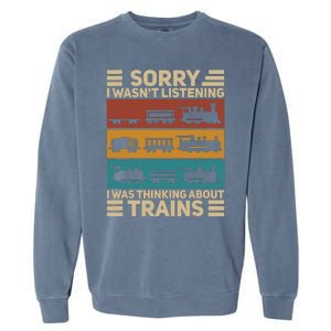 Retro Wagon Train Lover Model Railroad Conductor Funny Train Garment-Dyed Sweatshirt