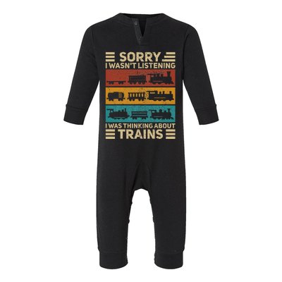 Retro Wagon Train Lover Model Railroad Conductor Funny Train Infant Fleece One Piece