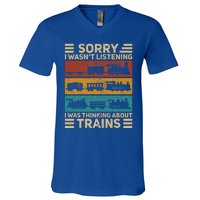 Retro Wagon Train Lover Model Railroad Conductor Funny Train V-Neck T-Shirt