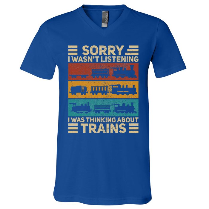 Retro Wagon Train Lover Model Railroad Conductor Funny Train V-Neck T-Shirt