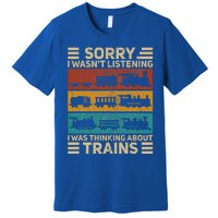 Retro Wagon Train Lover Model Railroad Conductor Funny Train Premium T-Shirt