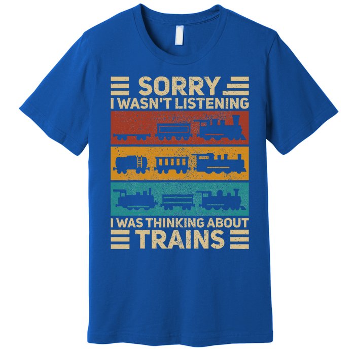 Retro Wagon Train Lover Model Railroad Conductor Funny Train Premium T-Shirt