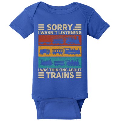 Retro Wagon Train Lover Model Railroad Conductor Funny Train Baby Bodysuit