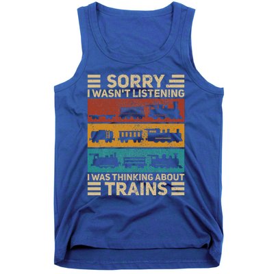 Retro Wagon Train Lover Model Railroad Conductor Funny Train Tank Top