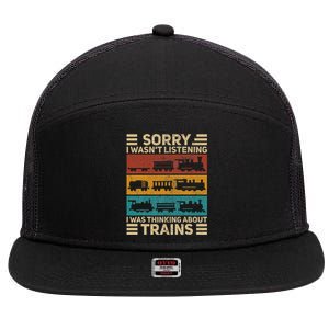 Retro Wagon Train Lover Model Railroad Conductor Funny Train 7 Panel Mesh Trucker Snapback Hat