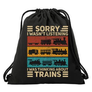 Retro Wagon Train Lover Model Railroad Conductor Funny Train Drawstring Bag