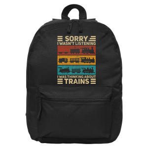 Retro Wagon Train Lover Model Railroad Conductor Funny Train 16 in Basic Backpack