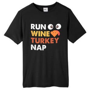 Run Wine Turkey Nap Funny Thanksgiving Dinner Trot Day Gift Great Gift Tall Fusion ChromaSoft Performance T-Shirt