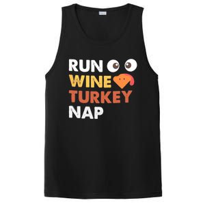 Run Wine Turkey Nap Funny Thanksgiving Dinner Trot Day Gift Great Gift PosiCharge Competitor Tank