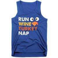 Run Wine Turkey Nap Funny Thanksgiving Dinner Trot Day Gift Great Gift Tank Top