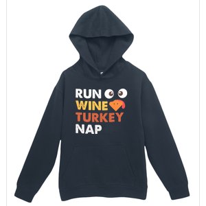 Run Wine Turkey Nap Funny Thanksgiving Dinner Trot Day Gift Great Gift Urban Pullover Hoodie