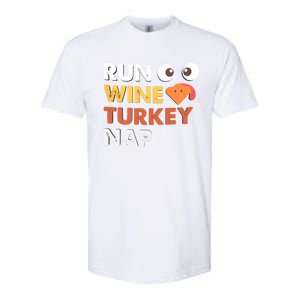 Run Wine Turkey Nap Funny Thanksgiving Dinner Trot Day Gift Great Gift Softstyle CVC T-Shirt