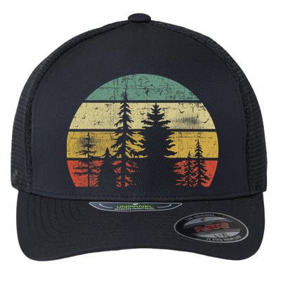 Retro Wildlife Trees Outdoors Nature Forest Flexfit Unipanel Trucker Cap