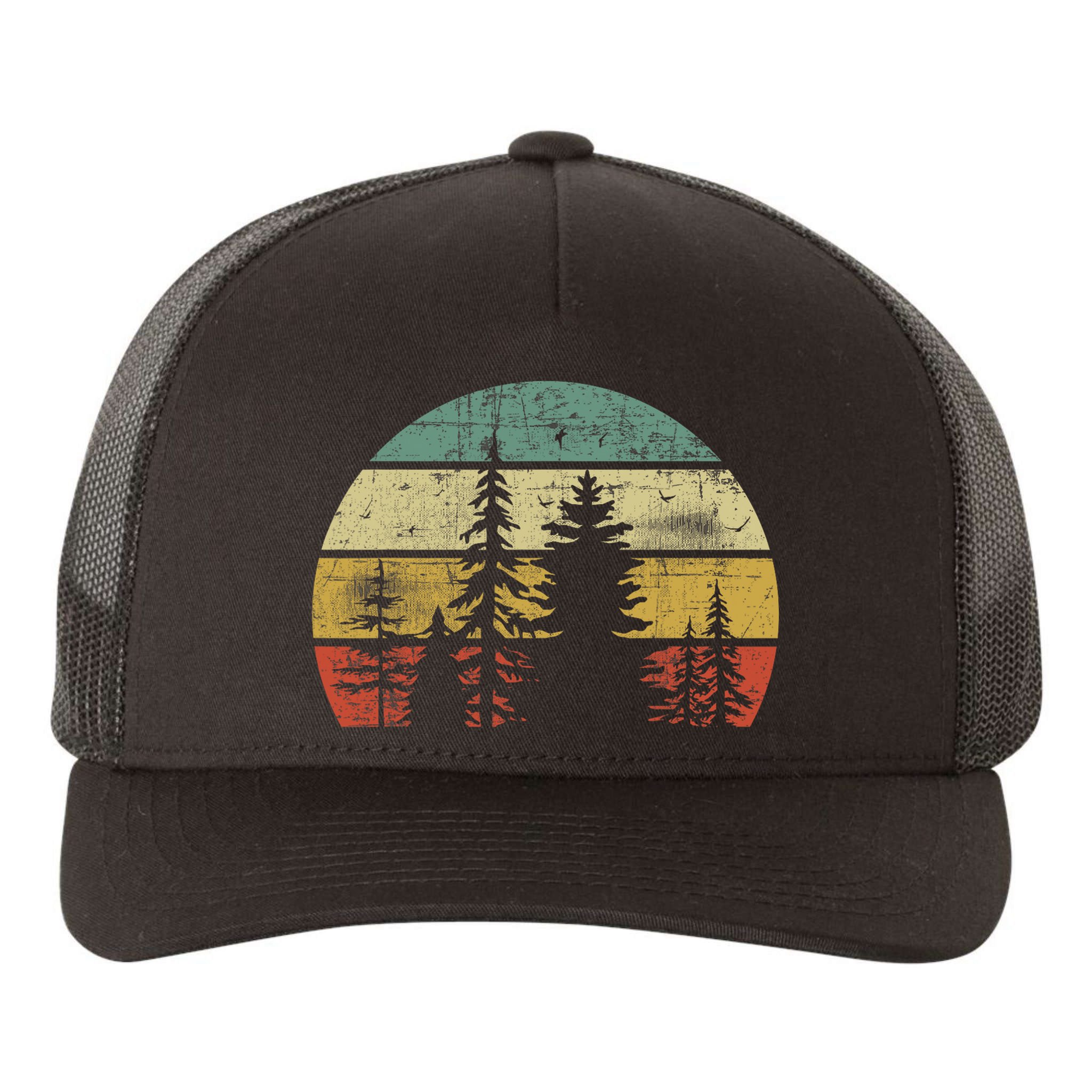 Retro Wildlife Trees Outdoors Nature Forest Yupoong Adult 5-Panel Trucker Hat