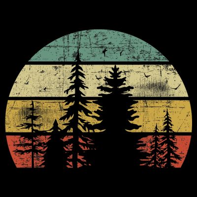 Retro Wildlife Trees Outdoors Nature Forest T-Shirt