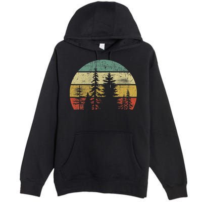 Retro Wildlife Trees Outdoors Nature Forest Premium Pullover Hoodie