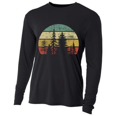 Retro Wildlife Trees Outdoors Nature Forest Cooling Performance Long Sleeve Crew