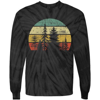 Retro Wildlife Trees Outdoors Nature Forest Tie-Dye Long Sleeve Shirt