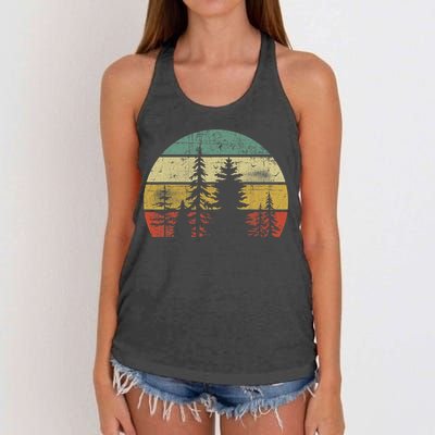 Retro Wildlife Trees Outdoors Nature Forest Women's Knotted Racerback Tank