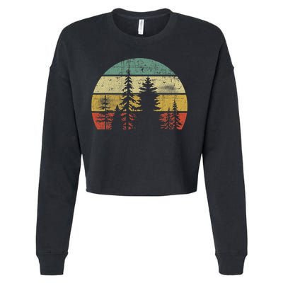 Retro Wildlife Trees Outdoors Nature Forest Cropped Pullover Crew