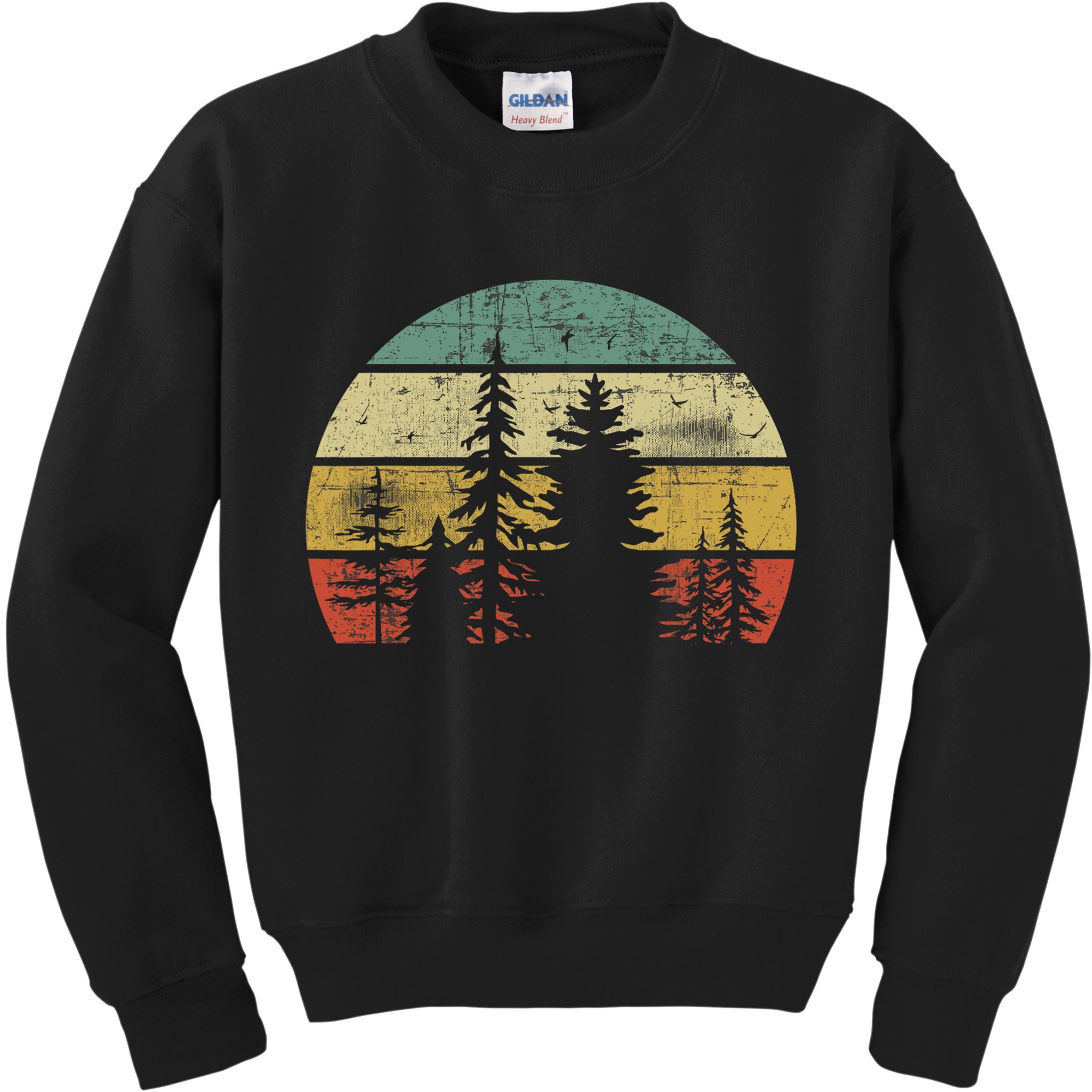 Retro Wildlife Trees Outdoors Nature Forest Kids Sweatshirt