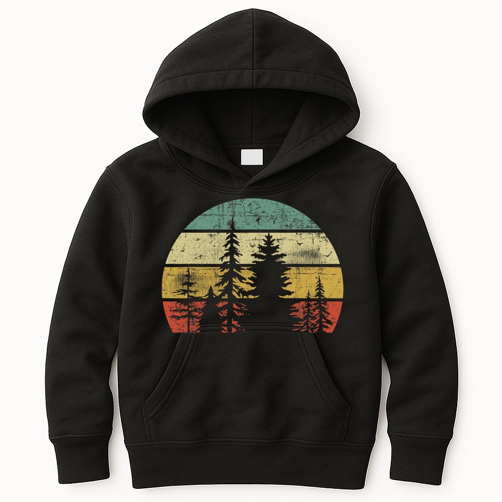 Retro Wildlife Trees Outdoors Nature Forest Kids Hoodie