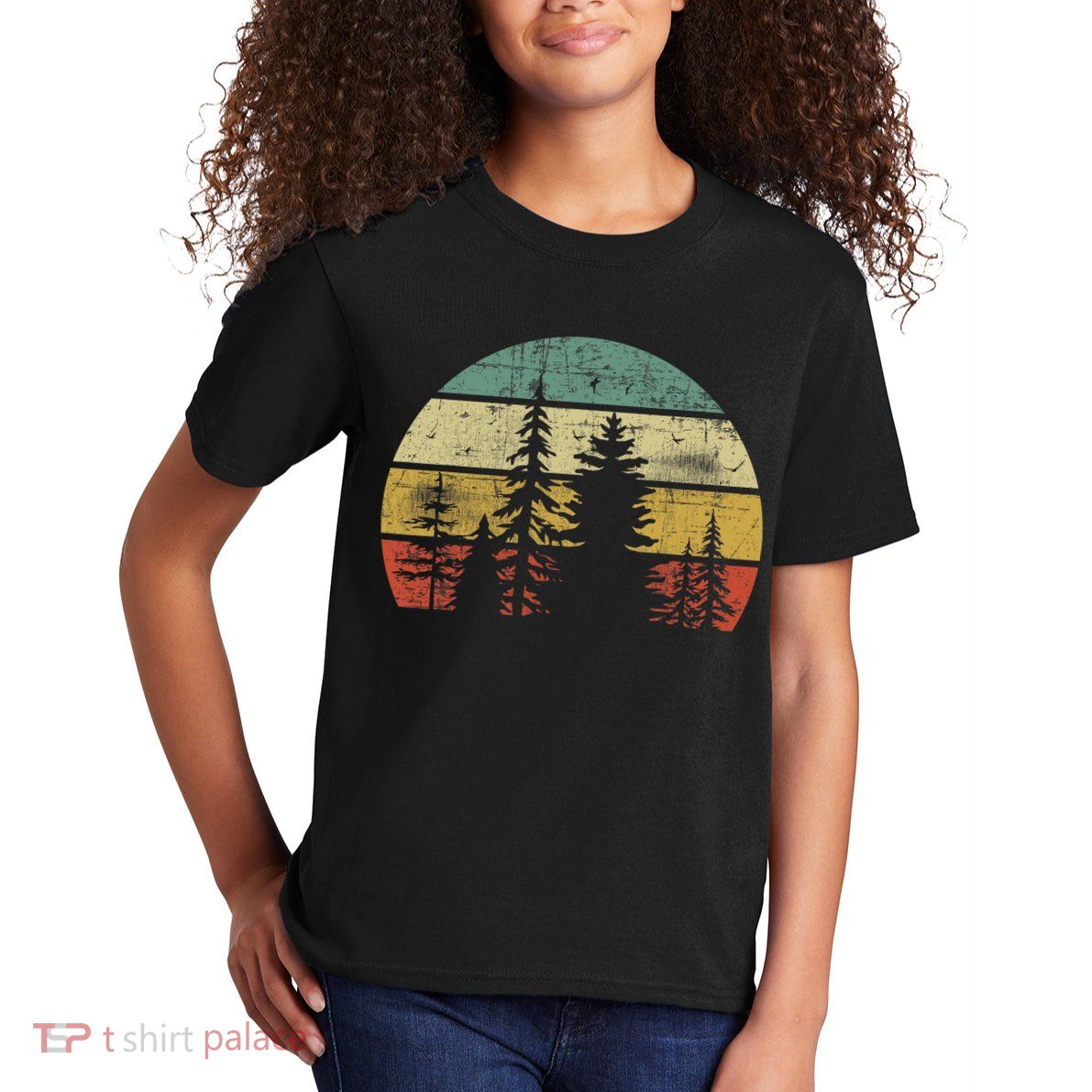 Retro Wildlife Trees Outdoors Nature Forest Kids T-Shirt