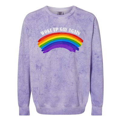 Retro Woke Up Gay Again Rainbow Lgbtq Colorblast Crewneck Sweatshirt