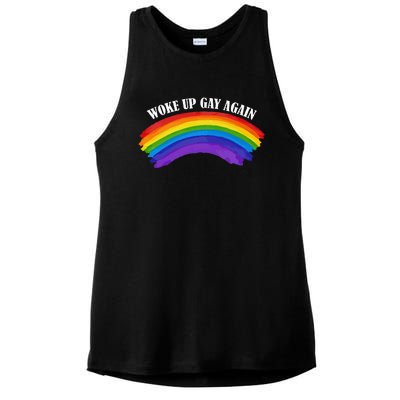 Retro Woke Up Gay Again Rainbow Lgbtq Ladies PosiCharge Tri-Blend Wicking Tank