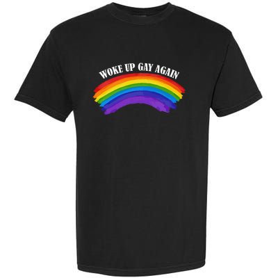 Retro Woke Up Gay Again Rainbow Lgbtq Garment-Dyed Heavyweight T-Shirt